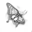 a reborn flying butterfly in library tattoo design idea