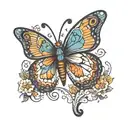Dog, semicolon butterfly tattoo design idea