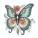 Dog, semicolon butterfly tattoo design idea