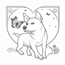 dog and semicolon butterfly  tattoo design idea