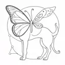 dog and semicolon butterfly  tattoo design idea