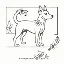 dog and semicolon butterfly  tattoo design idea