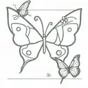 dog and semicolon butterfly  tattoo design idea