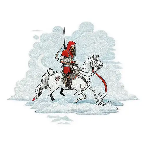 finn the human riding jake but as Saint george and the dragon tattoo design idea