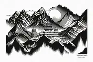 Kedarnath temple and mount Kailash tattoo design idea