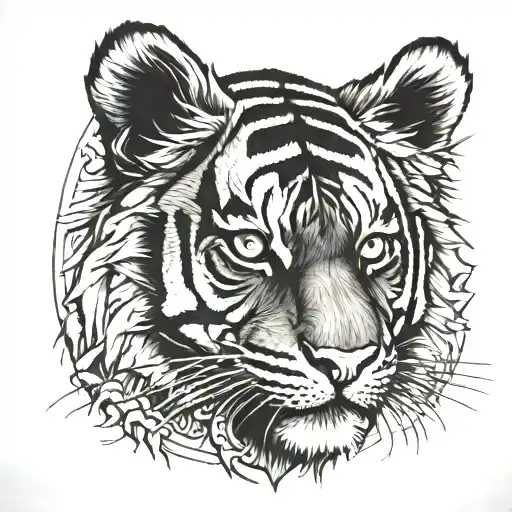 tiger clock eye tattoo design idea