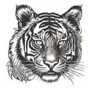 tiger clock eye tattoo design idea