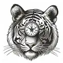 tiger clock eye tattoo design idea