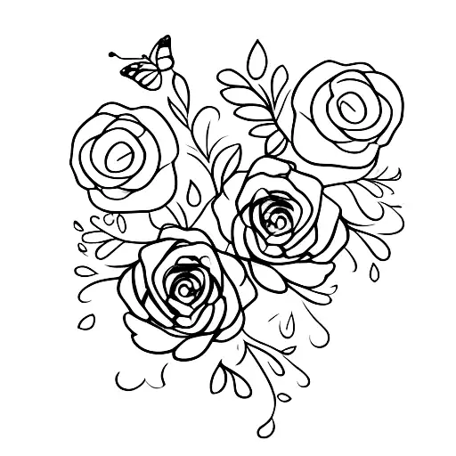 flowers on a vine surrounded by butterflies and paw prints edgy alternative tattoo design idea