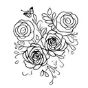 flowers on a vine surrounded by butterflies and paw prints edgy alternative tattoo design idea