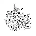 flowers on a vine surrounded by butterflies and paw prints edgy alternative tattoo design idea