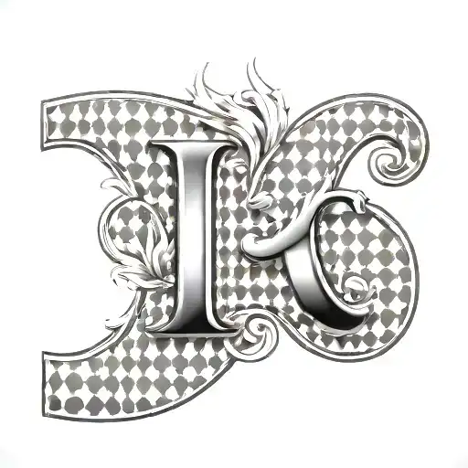 the letter j with houndstooth  tattoo design idea