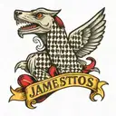 the name James with houndstooth  tattoo design idea