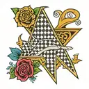 the name James with houndstooth  tattoo design idea