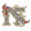 the letter j with houndstooth  tattoo design idea