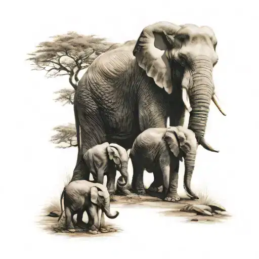 Elephant family tattoo design idea