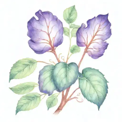 purple potato plant growing with roots, potato, and leaves tattoo design idea