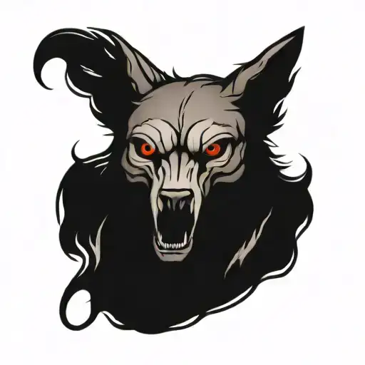 front facing wolf skull  tattoo design idea