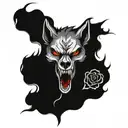 front facing wolf skull  tattoo design idea