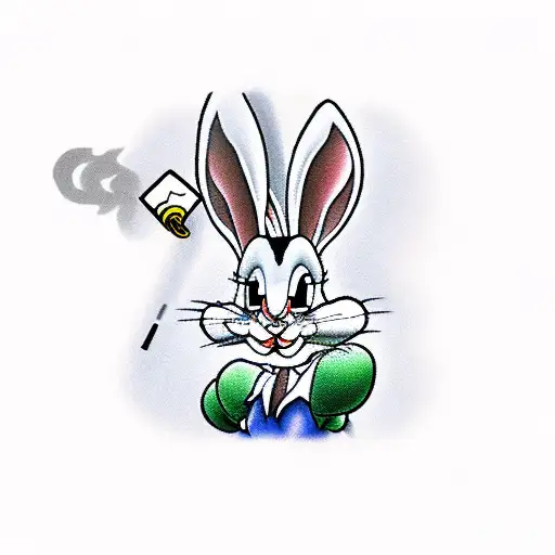 bugs bunny smoking joint tattoo design idea