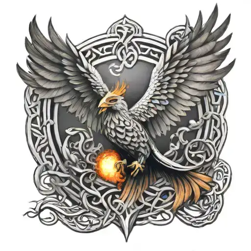 celtic phoenix rising tattoo design idea