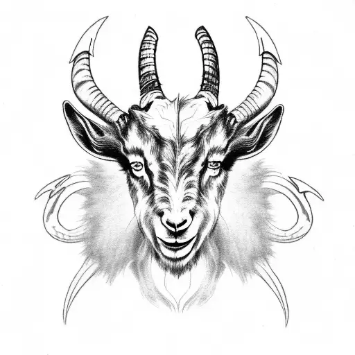 Enigmatic representation of the seven deadly sins goat tattoo design idea