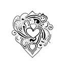 A stylized heart with the number 7 incorporated in the design, resembling a playing card tattoo design idea