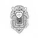 A stylized heart with the number 7 incorporated in the design, resembling a playing card tattoo design idea