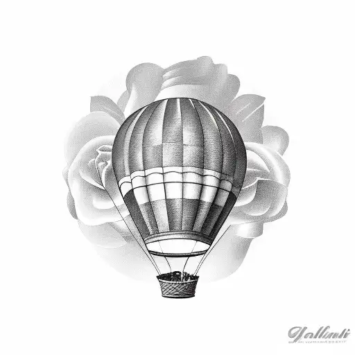 hot air balloon tattoo design idea