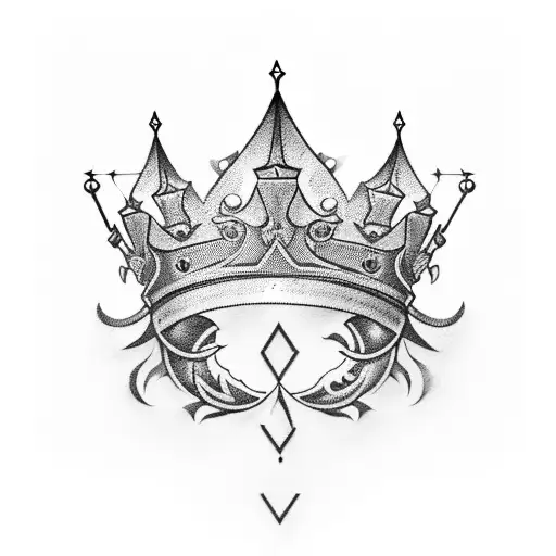 tilted crown on the name Amari  tattoo design idea