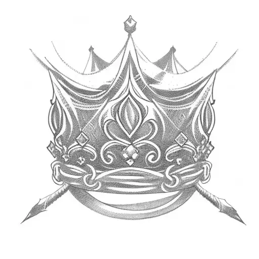 tilted crown sitting on the name Amari tattoo design idea