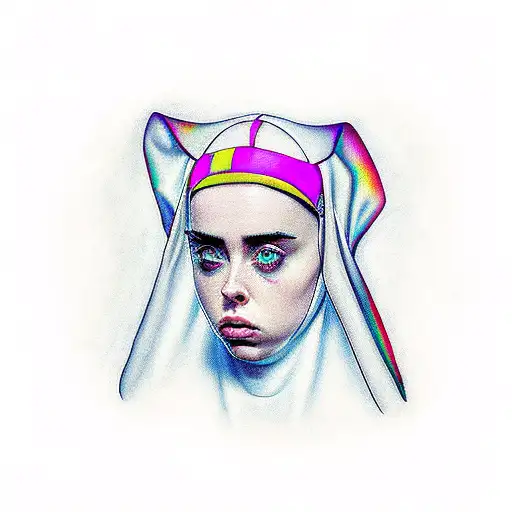 horny nun, billie eilish tattoo design idea