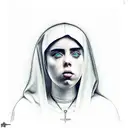 horny nun, billie eilish tattoo design idea