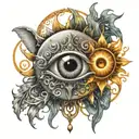 Sun and moon third eye inside tattoo design idea