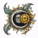 Sun and moon third eye inside tattoo design idea