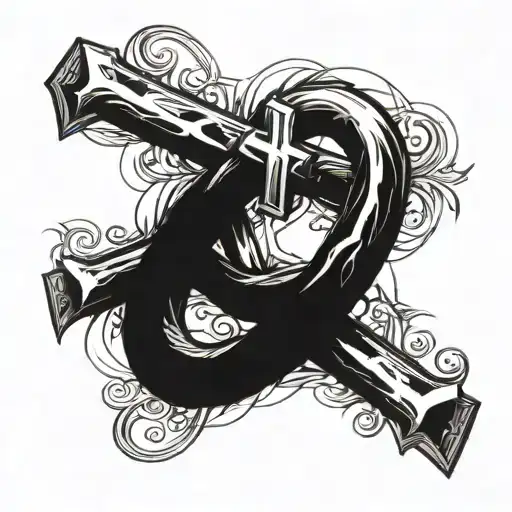 Horseshoe between a Christ cross tattoo design idea