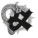 Horseshoe between a Christ cross tattoo design idea