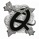 Horseshoe between a Christ cross tattoo design idea