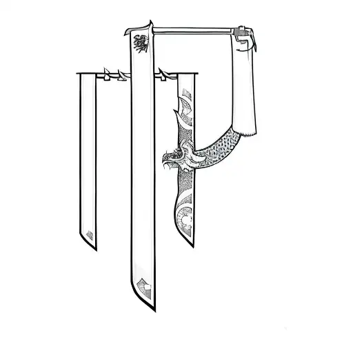 japanese samurai sword and dragon tattoo design idea