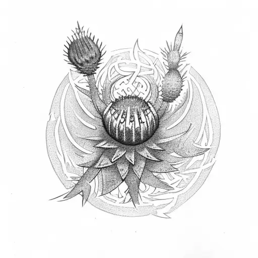 scotish sward thistle tattoo design idea