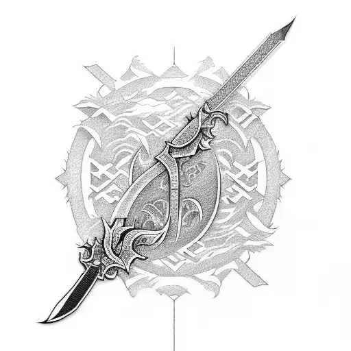 Japanese characters for "Level Up" with a dagger  tattoo design idea