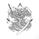 Japanese characters for "Level Up" with a dagger  tattoo design idea