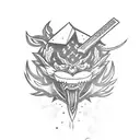 Japanese characters for "Level Up" with a dagger  tattoo design idea