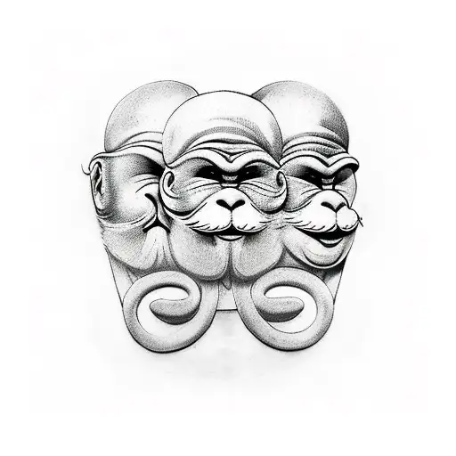 3 venice masks as the 3 wise monkeys tattoo design idea