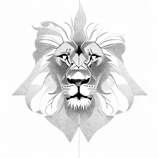 A lion standing tall amidst a storm tattoo design idea