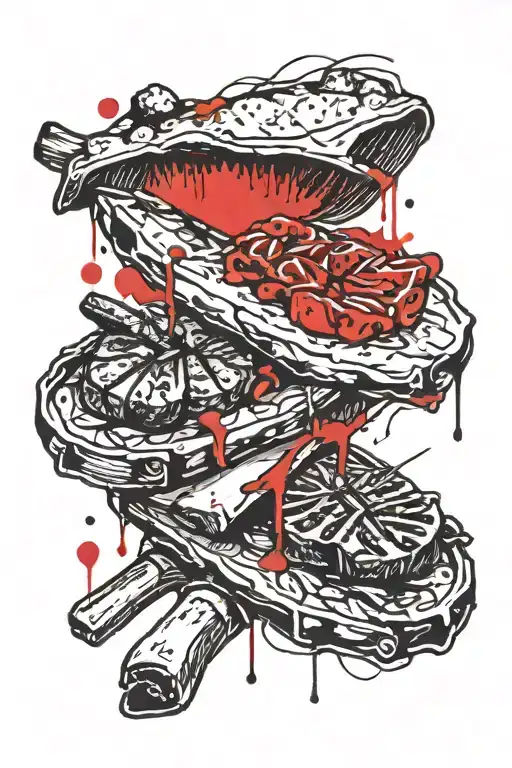 grilling meat tattoo design idea
