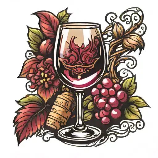 wine glass with a little bit of wine tattoo design idea