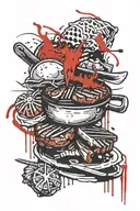grilling meat tattoo design idea