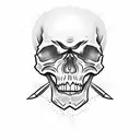 angry skull colored tattoo design idea