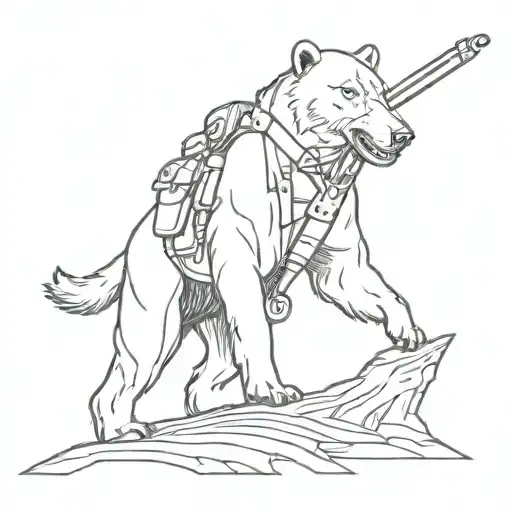 Cavalry scout on a stryker with cross Saber and greatfull dead bear tattoo design idea